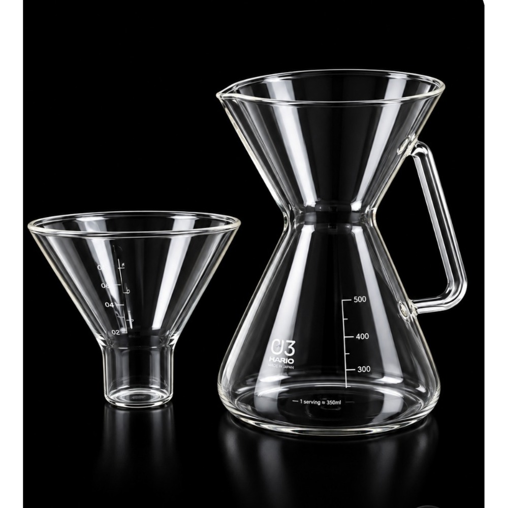 RJ3 Ovalware Pour Over Coffee Maker 500ml/17oz with Almighty Glass Borosilicate